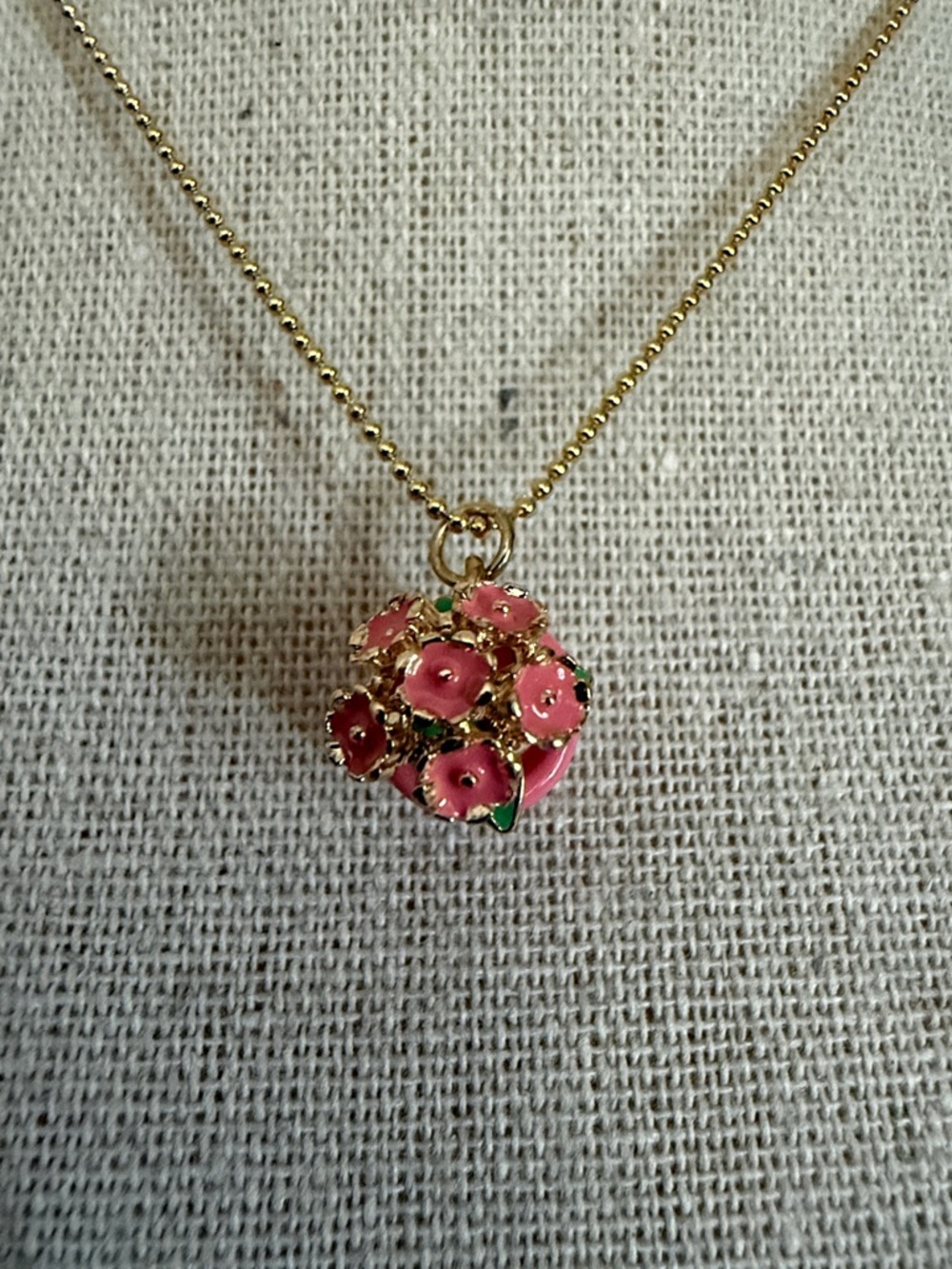 Dainty 10k Gold Ball Chain Necklace with Novelty Flower Pot Charm - Picture 6 of 8